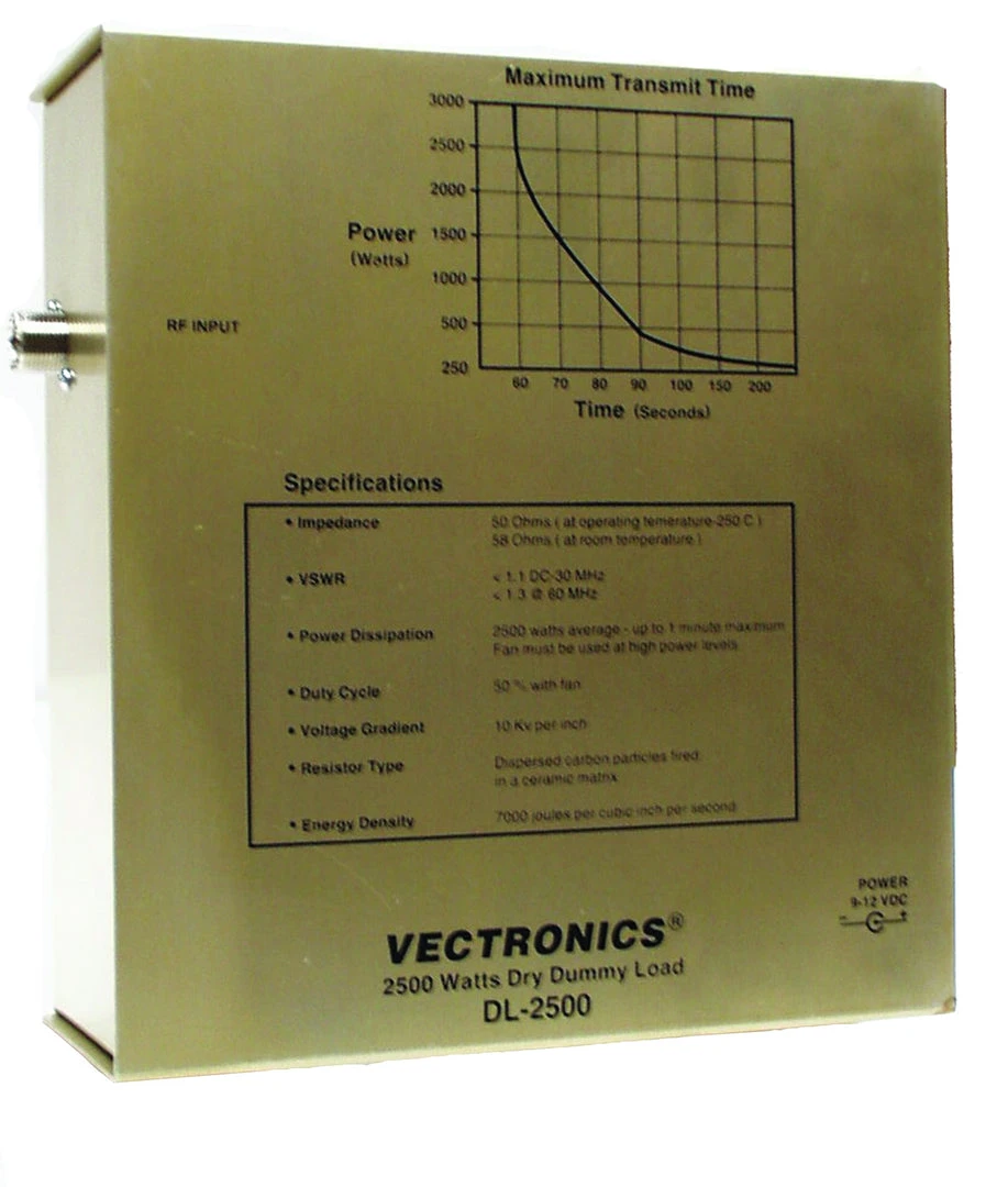 Vectronics DL-2500N, IT,DUMMY LOAD, 2500W, 0-150MHz, FAN COOLED, N 3 Vectronics DL-2500N, IT,DUMMY LOAD, 2500W, 0-150MHz, FAN COOLED, N