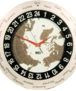 MFJ-115, CLOCK, 24 HR, WORLD MAP ANALOG WALL CLOCK