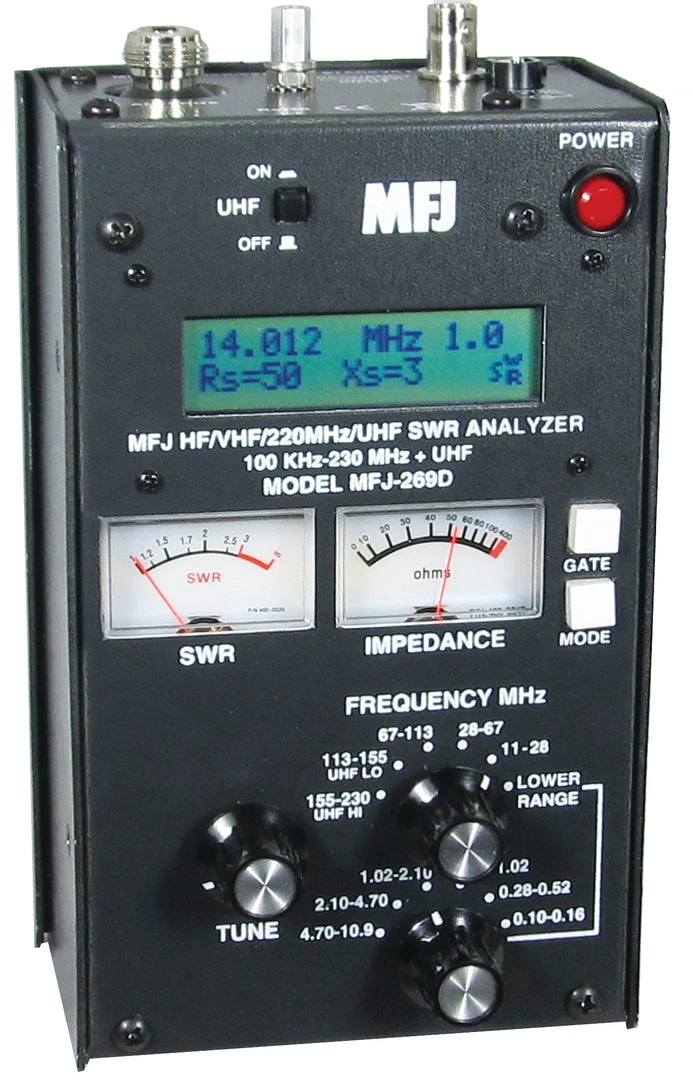 MFJ-269D, HF/VHF/220MHz/UHF, .100-230, 415-470MHz, SWR ANALYZER 5 MFJ-269D, HF/VHF/220MHz/UHF, .100-230, 415-470MHz, SWR ANALYZER