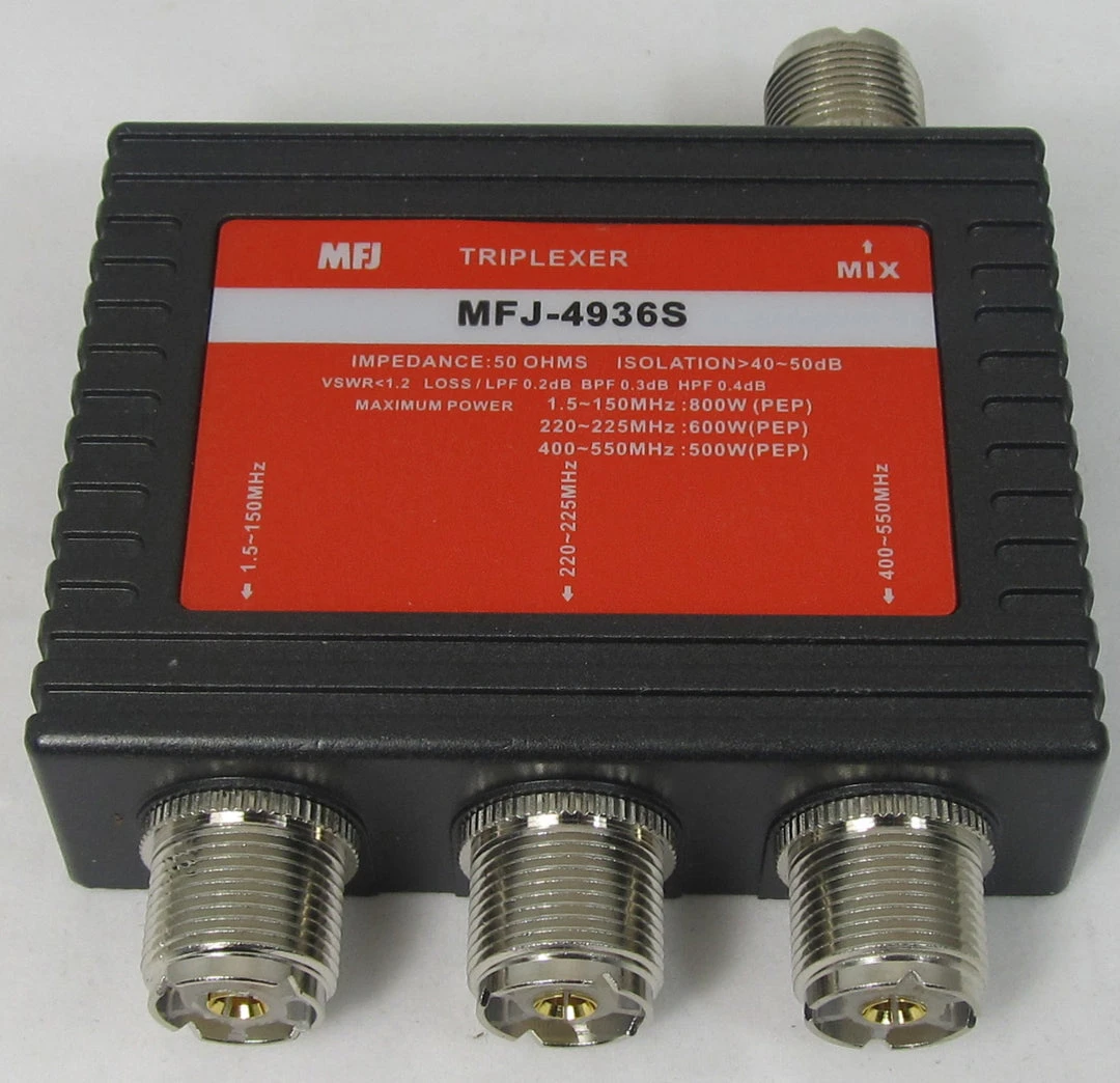 MFJ-4936S, TRIPLEXER,1.6-VHF/220MHz/UHF, SO-239 3 MFJ-4936S, TRIPLEXER,1.6-VHF/220MHz/UHF, SO-239