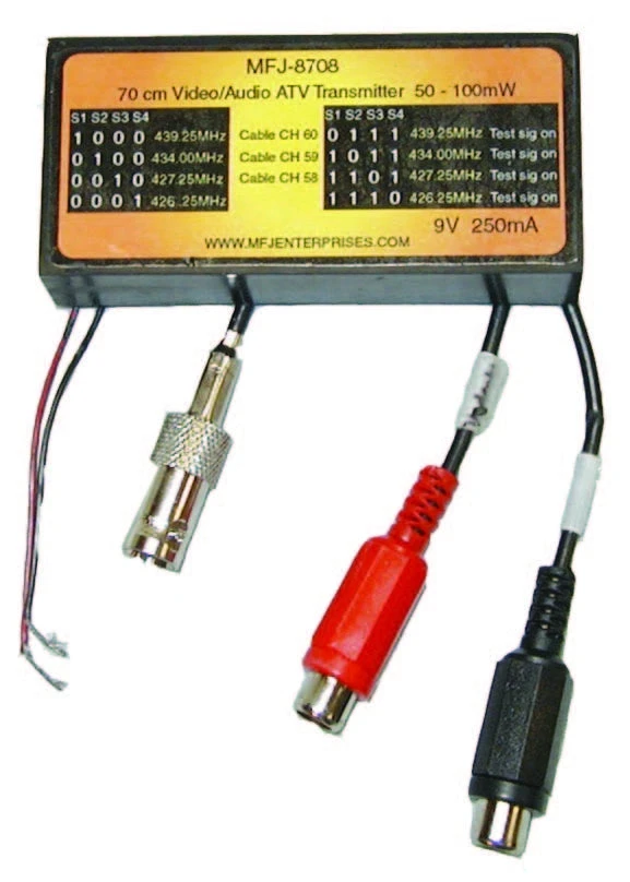 MFJ-8708, ATV VIDEO XMTR,4 CBL CH,50-100 MW,A/V IN, 85-8708 3 MFJ-8708, ATV VIDEO XMTR,4 CBL CH,50-100 MW,A/V IN, 85-8708