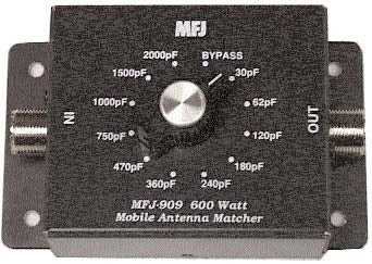 MFJ-909, MOBILE IMP.MATCHER, CAPACITOR TYPE, 10-80M, 600W 3 MFJ-909, MOBILE IMP.MATCHER, CAPACITOR TYPE, 10-80M, 600W